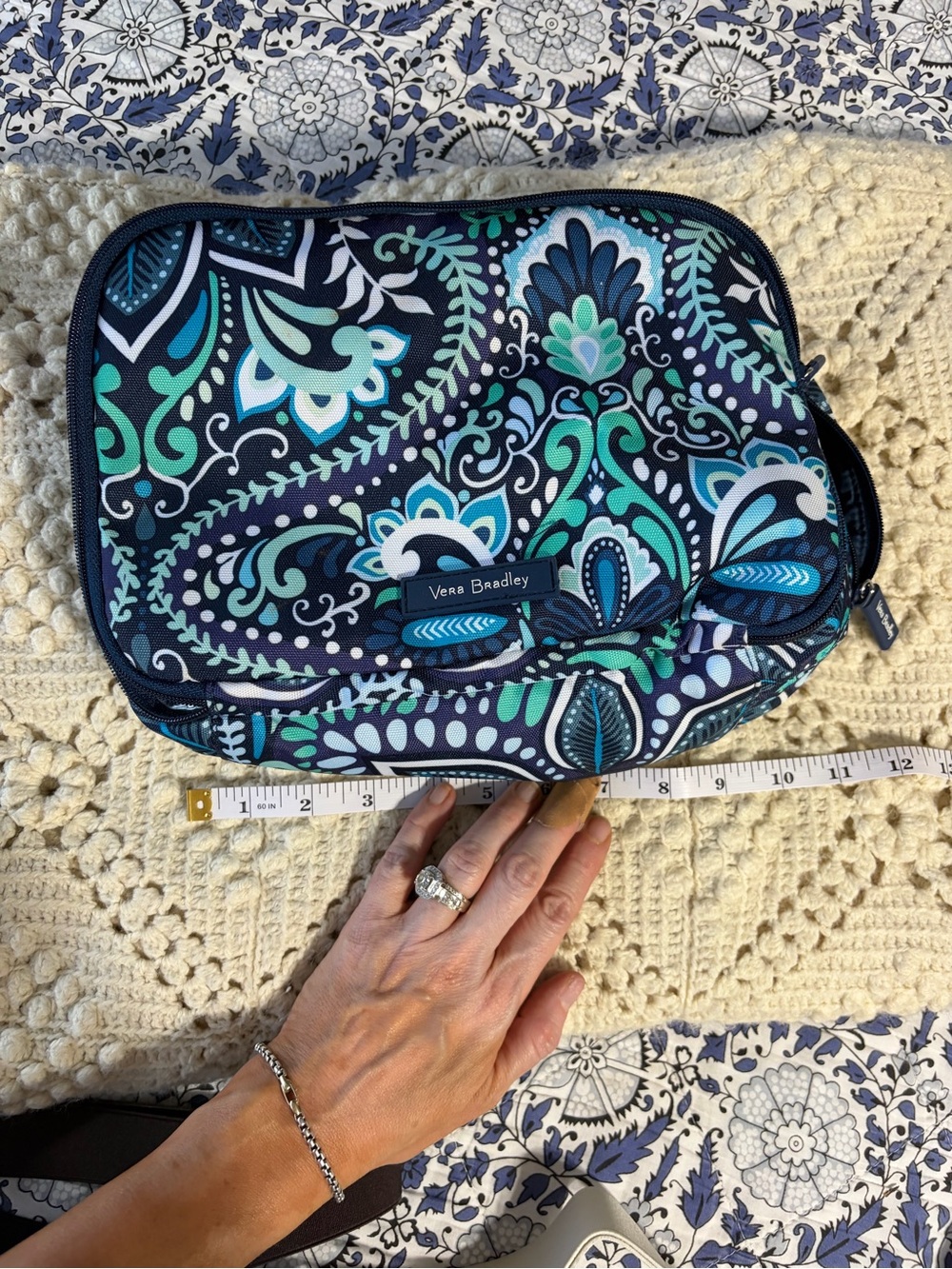 Vera Bradley Navy, Teal & Aqua Paisley cosmetic organizer - GUC- bundle - Picture 6 of 7